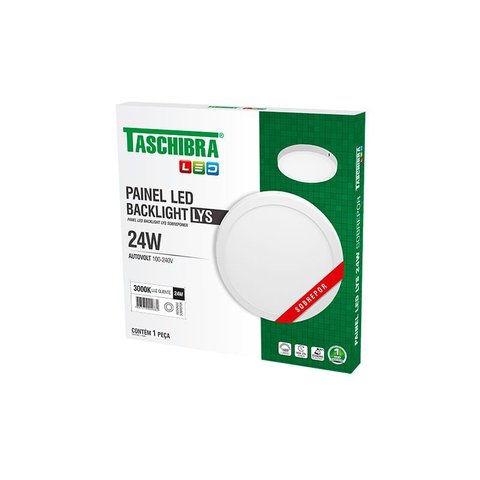 Painel LED Redondo de Sobrepor Lys 24 Watts 3000k Branco - 15140173 - Taschibra