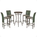 Ver imagem 1 de Mesa Bistrô e 4 Banquetas Roma Marrom Corda Náutica Estofado 6 Trama Original