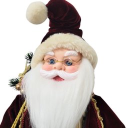 Papai Noel Decorativo 50cm Casaco Luxo Vinho Detalhes Dourado - Noel Decor - 2