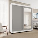 Ver imagem 1 de Guarda Roupa Casal 2 Portas Correr 180cm com Espelho Madrid Politorno Móveis