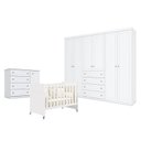 Ver imagem 1 de Quarto de Bebê Americano 6 Portas com Berço Americano Evolution 4 em 1 Branco Acetinado Reller - Hen