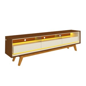 Rack para Sala com Led Castanho com Off White Requinte 2.12 - Gelius Móveis