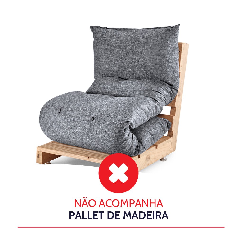 Futon Dobrável de Espuma Solteiro Grafite Bf Colchões - 4