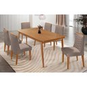 Ver imagem 1 de Conjunto: Mesa de Cozinha Havana Curvo 180cm + 6 Cadeiras Maldivas Naturale - Linho Capuccino -