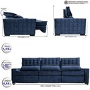 Ver imagem 2 de Sofá Retrátil e Reclinável 4,15m Cama inBox Big Star com SoftGel D40 Velupluma Azul