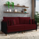 Ver imagem 1 de Sofá Montecarlo 2 Lugares 192cm Veludo/pu Bordô/preto