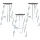 Ver imagem 1 de Kit 03 Banquetas Baixa Bar Cozinha Sala de Jantar Áris C01 Branco Linho Azul Jeans - Lyam Decor