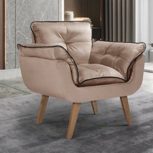 Poltrona Opalla Capuccino com Debrum e Base Palito