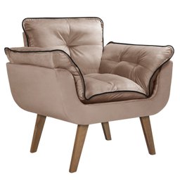 Poltrona Opalla Capuccino com Debrum e Base Palito - 2