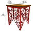 Ver imagem 2 de Mesa de Canto para Sala de Ferro Artesanal Rustica Decorativa com Madeira - Vermelho