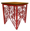 Ver imagem 1 de Mesa de Canto para Sala de Ferro Artesanal Rustica Decorativa com Madeira - Vermelho