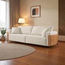 Ver imagem 1 de Sofá Fixo Heitor 4 Lugares Luxo Pé de Metal 2,60m Castellar Móbile Branco Corino Off White