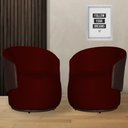 Ver imagem 1 de Kit 2 Poltronas Organica Beatriz Suede Bordo C/ Composê Corano Marrom - Lm Decor