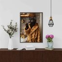 Ver imagem 1 de Quadro Divertido Banheiro Gato Rico 45x34cm:moldura Preta