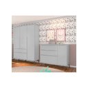 Ver imagem 2 de Kit Quarto Infantil Bebê Melinda Retrô Com Pés Cômoda 3 Gavetas Guarda Roupa 3 Portas 2 Gavetas Cza 