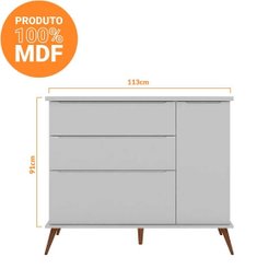 Kit Quarto Infantil Bebê Melinda Retrô Com Pés Cômoda 3 Gavetas Guarda Roupa 3 Portas 2 Gavetas Cza  - 4