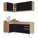 Ver imagem 1 de Armário de Cozinha Modulado de Canto Direito 4 Peças Cp37 Balcão sem Tampo Castanho/preto - Lumil Lu