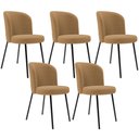 Ver imagem 1 de Kit 5 Cadeiras Sala de Jantar Estofada Gavi L02 Bouclê Mostarda - Lyam Decor