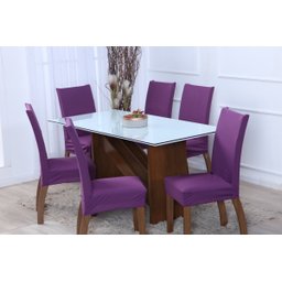Kit de Capas de Cadeira Estofada 6 Lugares Mesa de Jantar Protege Muda a Decoração Malha Helanca Lis - 1