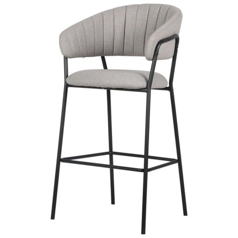 Banqueta Alta Mara Rivatti 107,50 Cm (altura) Estofado em Tecido Cinza e Base em Aço Preto