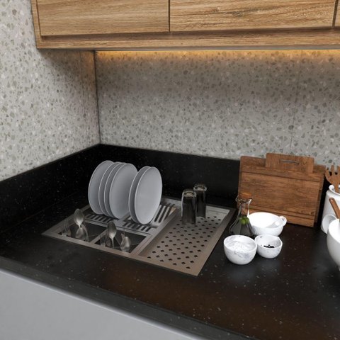 Pia P/ Cozinha Quadrada de Inox Gourmet Embutir ou Sobrepor