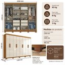 Ver imagem 4 de Guarda Roupa Casal 8 Portas 4 Gavetas Layla Premium Casa 812