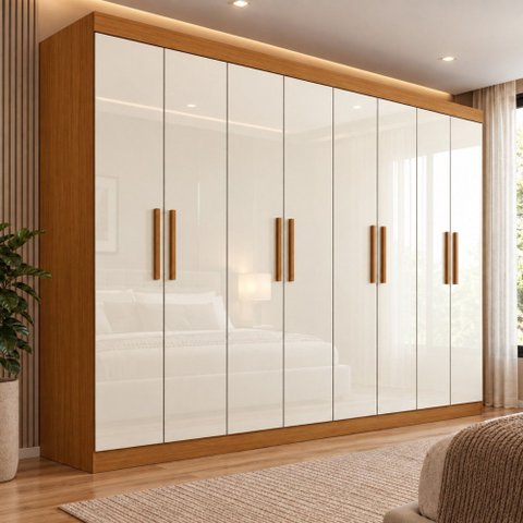 Guarda Roupa Casal 8 Portas 4 Gavetas Layla Premium Casa 812