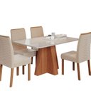 Ver imagem 2 de Sala de Jantar Maitê 130 cm com 4 Cadeiras Clarice Wood Marrom/Cinamomo/Nude