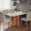 Ver imagem 1 de Sala de Jantar Maitê 130 cm com 4 Cadeiras Juliana Wood Marrom/Cinamomo/Bege