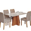 Ver imagem 2 de Sala de Jantar Maitê 130 cm com 4 Cadeiras Juliana Wood Marrom/Cinamomo/Bege