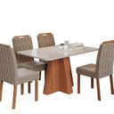 Ver imagem 2 de Sala de Jantar Maitê 130 cm com 4 Cadeiras Paola Wood Marrom/Cinamomo/Off