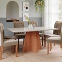 Ver imagem 1 de Sala de Jantar Maitê 160 cm com 6 Cadeiras Juliana Wood Marrom/Cinamomo/Off