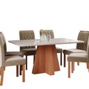 Ver imagem 2 de Sala de Jantar Maitê 160 cm com 6 Cadeiras Juliana Wood Marrom/Cinamomo/Off