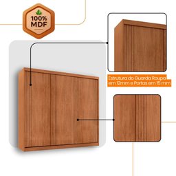 Guarda Roupa Casal Connor 100 Mdf 3 Portas de Correr Moderna Mobília - 6
