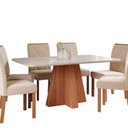 Ver imagem 2 de Sala de Jantar Maitê 160 cm com 6 Cadeiras Fernanda Wood Marrom/Cinamomo/Off/Nude