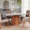 Ver imagem 1 de Sala de Jantar Maitê 160 cm com 6 Cadeiras Paola Wood Marrom/Cinamomo/Off/Bege