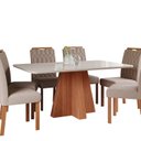 Ver imagem 2 de Sala de Jantar Maitê 160 cm com 6 Cadeiras Paola Wood Marrom/Cinamomo/Off/Bege