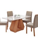 Ver imagem 2 de Sala de Jantar Agata 130 cm com 4 Cadeiras Clarice Wood Marrom/Cinamomo/Off/Madeira/Joli