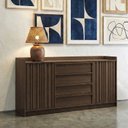Ver imagem 1 de Cômoda 2 Portas Ripadas e 4 Gavetas Seringal CabeCasa MadeiraOriginals Marrom/Nogal