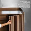 Ver imagem 5 de Cômoda 2 Portas Ripadas e 4 Gavetas Seringal CabeCasa MadeiraOriginals Marrom/Nogal