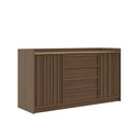 Ver imagem 2 de Cômoda 2 Portas Ripadas e 4 Gavetas Seringal CabeCasa MadeiraOriginals Marrom/Nogal