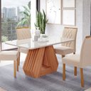 Ver imagem 1 de Sala de Jantar Agata 130 cm com 4 Cadeiras Juliana Wood Marrom/Off/Mad/Nude