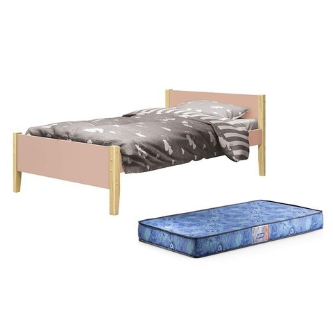 Cama Infantil Simba com Pés Madeira Maciça e Colchão- Reller Móveis