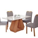 Ver imagem 2 de Sala de Jantar Agata 130 cm com 4 Cadeiras Paola Wood Marrom/Off/Mad