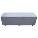 Ver imagem 4 de Baú Sapateira Estofada Casal Queen Size 160 cm Suede Bordado Cinza SkyBox