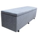 Ver imagem 1 de Baú Sapateira Estofada Casal Queen Size 160 cm Suede Bordado Cinza SkyBox