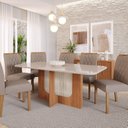 Ver imagem 1 de Sala de Jantar Louise 180cm com 6 Cadeiras Juliana Wood Marrom/Cinamomo/Off Bege