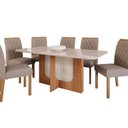 Ver imagem 2 de Sala de Jantar Louise 180cm com 6 Cadeiras Juliana Wood Marrom/Cinamomo/Off Bege