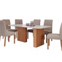 Ver imagem 2 de Conjunto Sala de Jantar 6 Lugares Retangular Tampo de Vidro/MDF Ester Cadeiras Clarice Wood Marrom/C