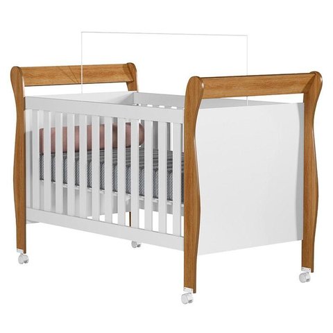 Berço Americano Slim Branco Amadeirado - Tigus Baby